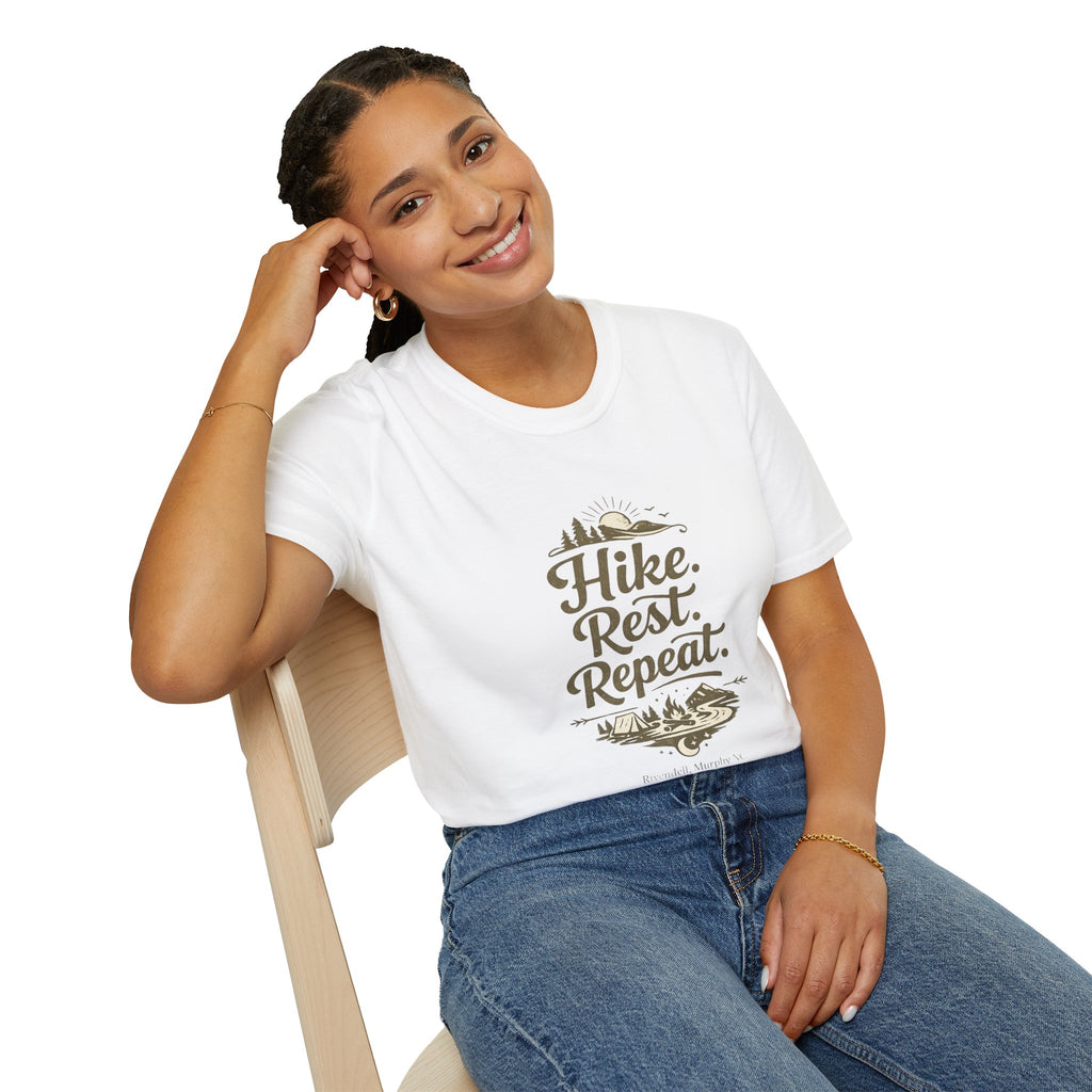 Hike. Rest. Repeat. Graphic Tee — Outdoor Hiking Nature Shirt (Rivendell)