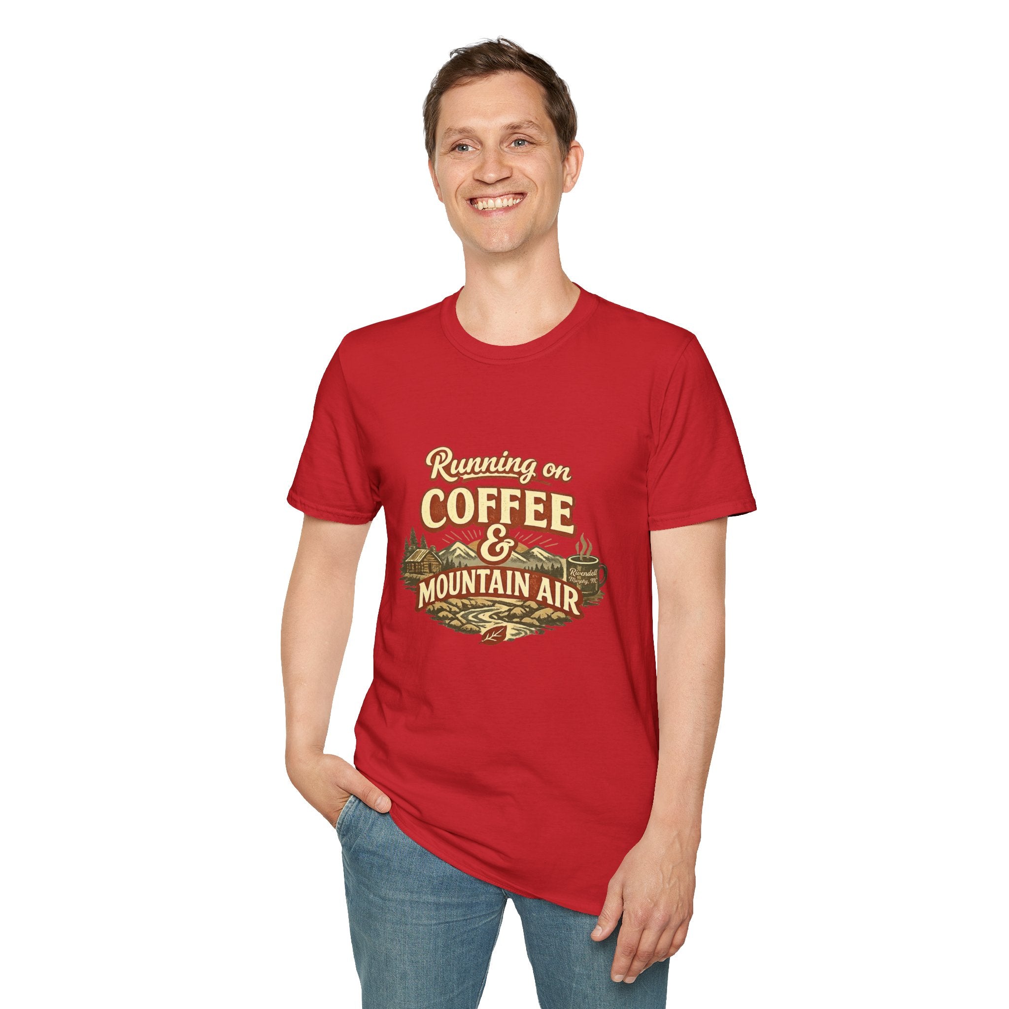 Coffee & Mountain Air T-Shirt — "Running on Coffee & Mountain Air" Outdoor Tee