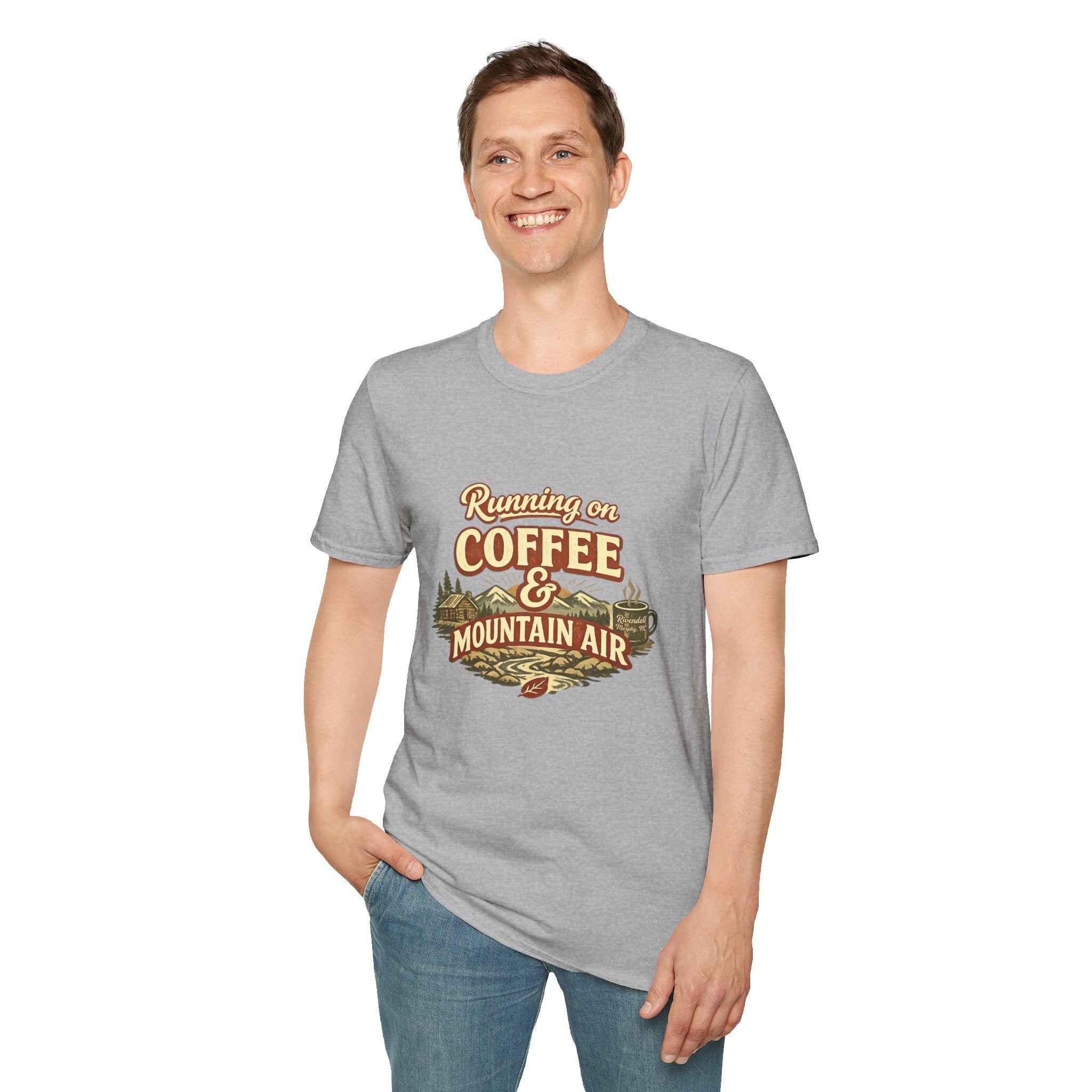 Coffee & Mountain Air T-Shirt — "Running on Coffee & Mountain Air" Outdoor Tee