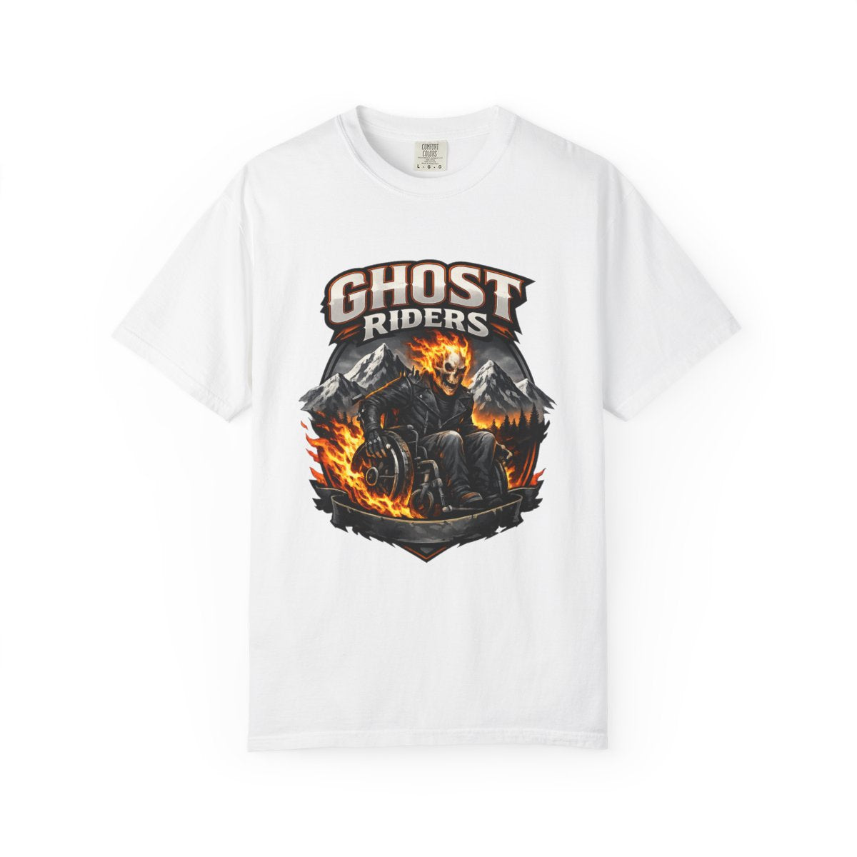 Ghost Riders Motorcycle T-Shirt — Flaming Skull Biker Tee